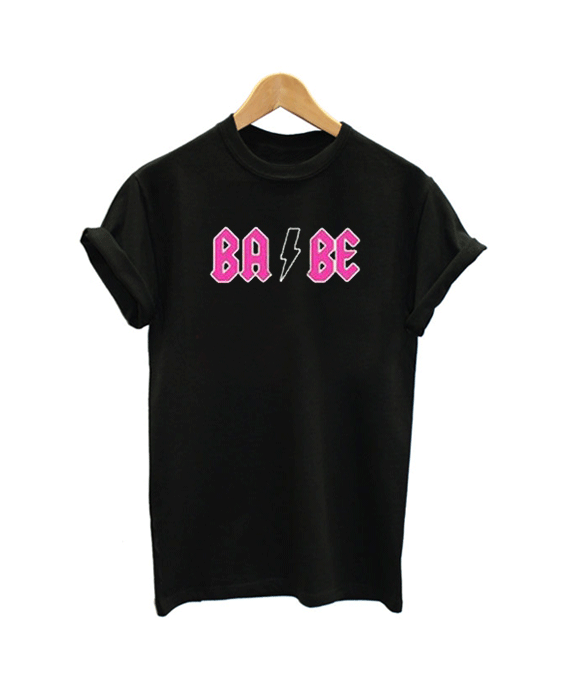 Babe acdc pink logo T Shirt