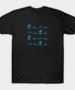 Palms and Wavs Pattern x4 Tee - Blue T Shirt