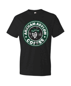 The Joker DC Comics Arkham Asylum Starbucks Parody T Shirt