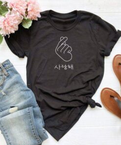 Korean Finger Heart T Shirt