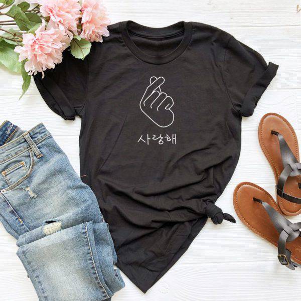 Korean Finger Heart T Shirt