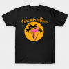 Summertime Flamingo with Palms and Sunset Tee Summer T-shirt T Shirt