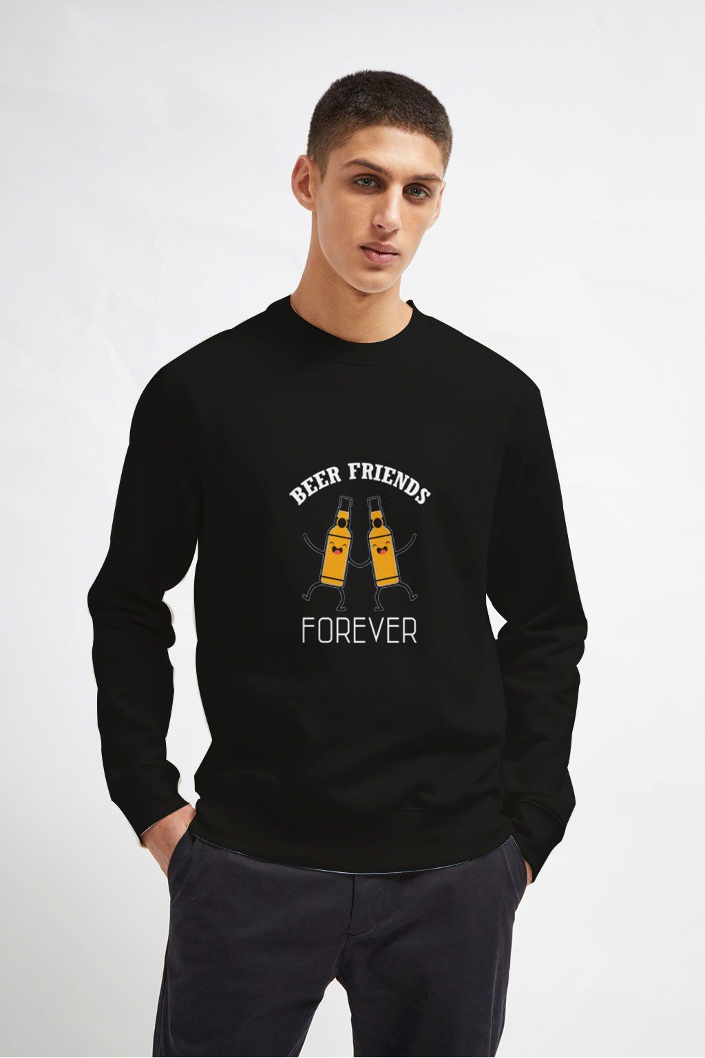 Beer-Friends-Forever-Sweatshirt-Unisex-Adult-Size-S-3XL-Black