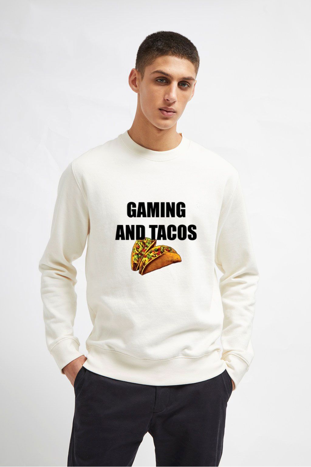 Gaming-and-Tacos-Sweatshirt-Unisex-Adult-Size-S-3XL-White