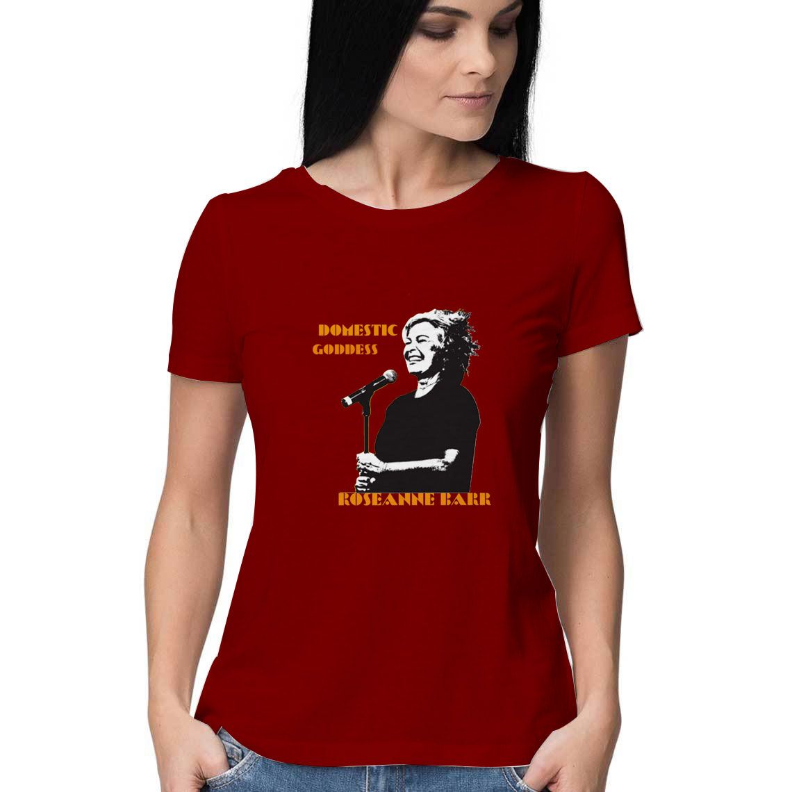 Domestic-Goddess-Roseanne-Barr-T-Shirt-Maroon