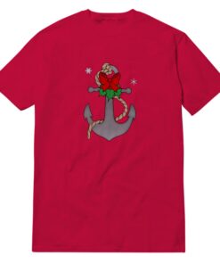 Christmas Anchor With Mistletoe And Red Bow T-shirt
