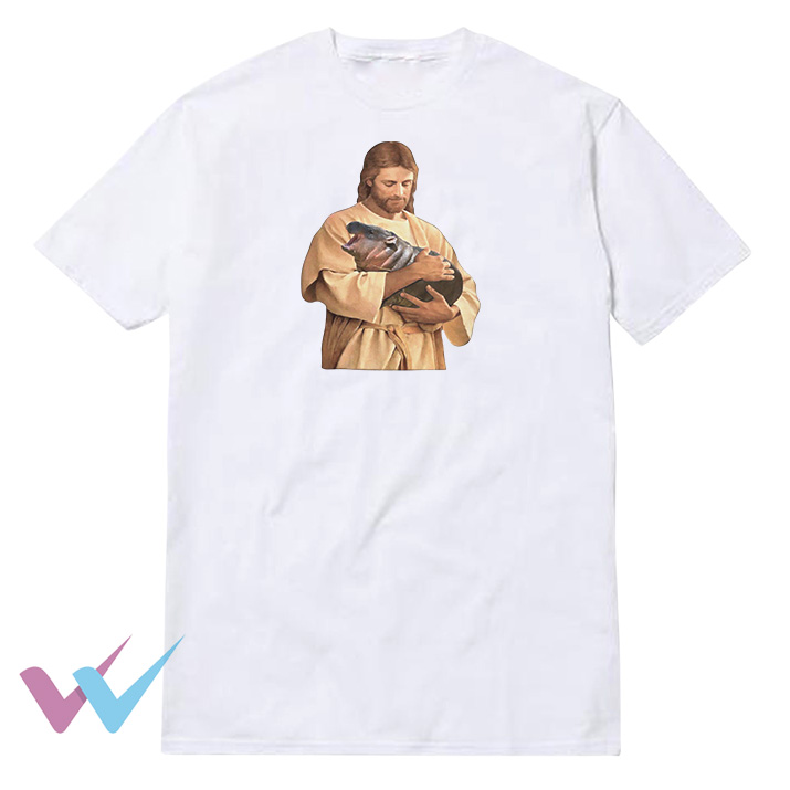 Jesus Moo Deng WHITE T-Shirt Meme