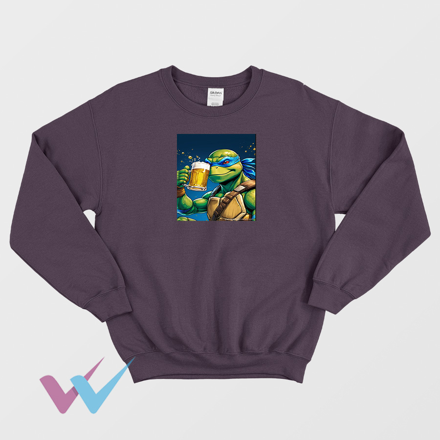 Leonardo Ninja Turtle With Beer Sweatshirt