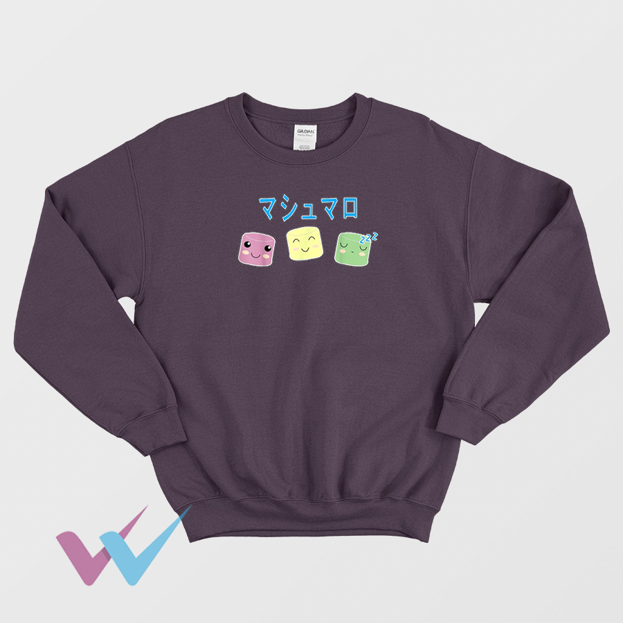 Marshmallow Japanese Writing Kawaii Funny Sweatshirt