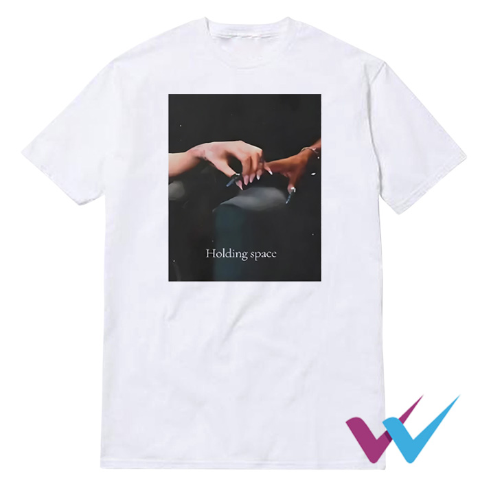 Ariana Holding Cynthia Finger Holding Space T-Shirt