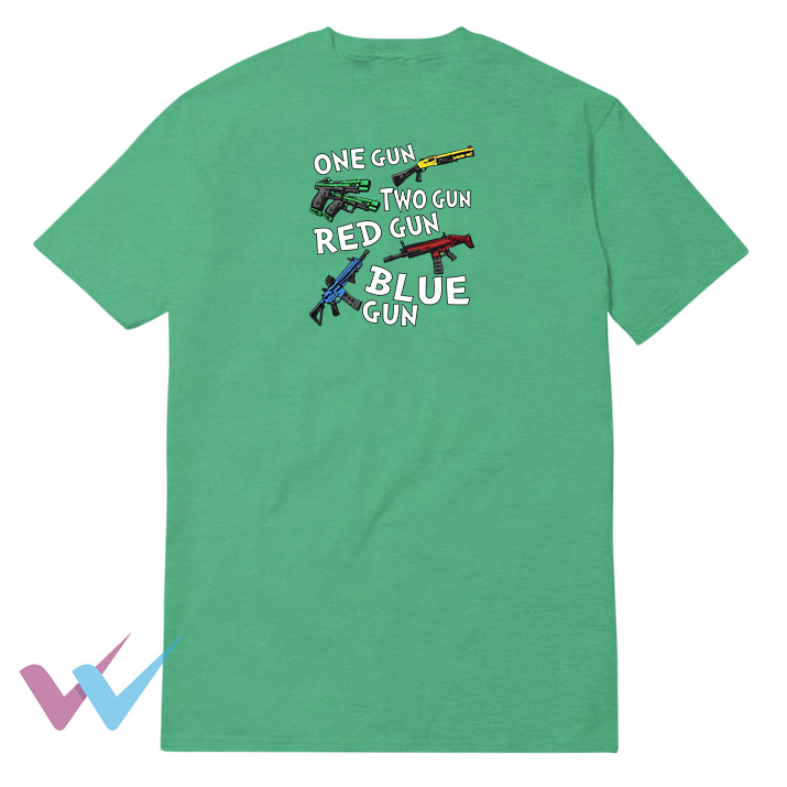 One Gun Two Gun Red Gun Blue Gun T-Shirt