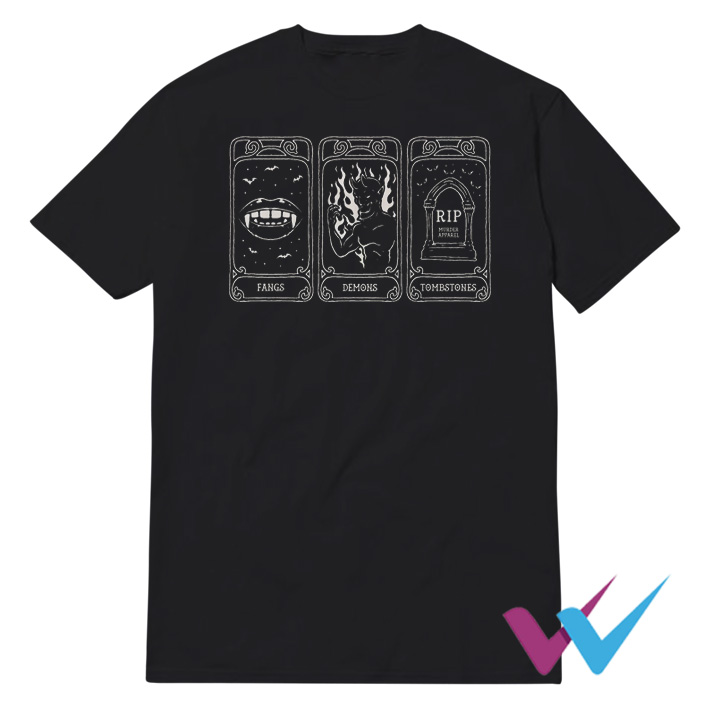 Fangs Demons Tombstones Tarot T-Shirt